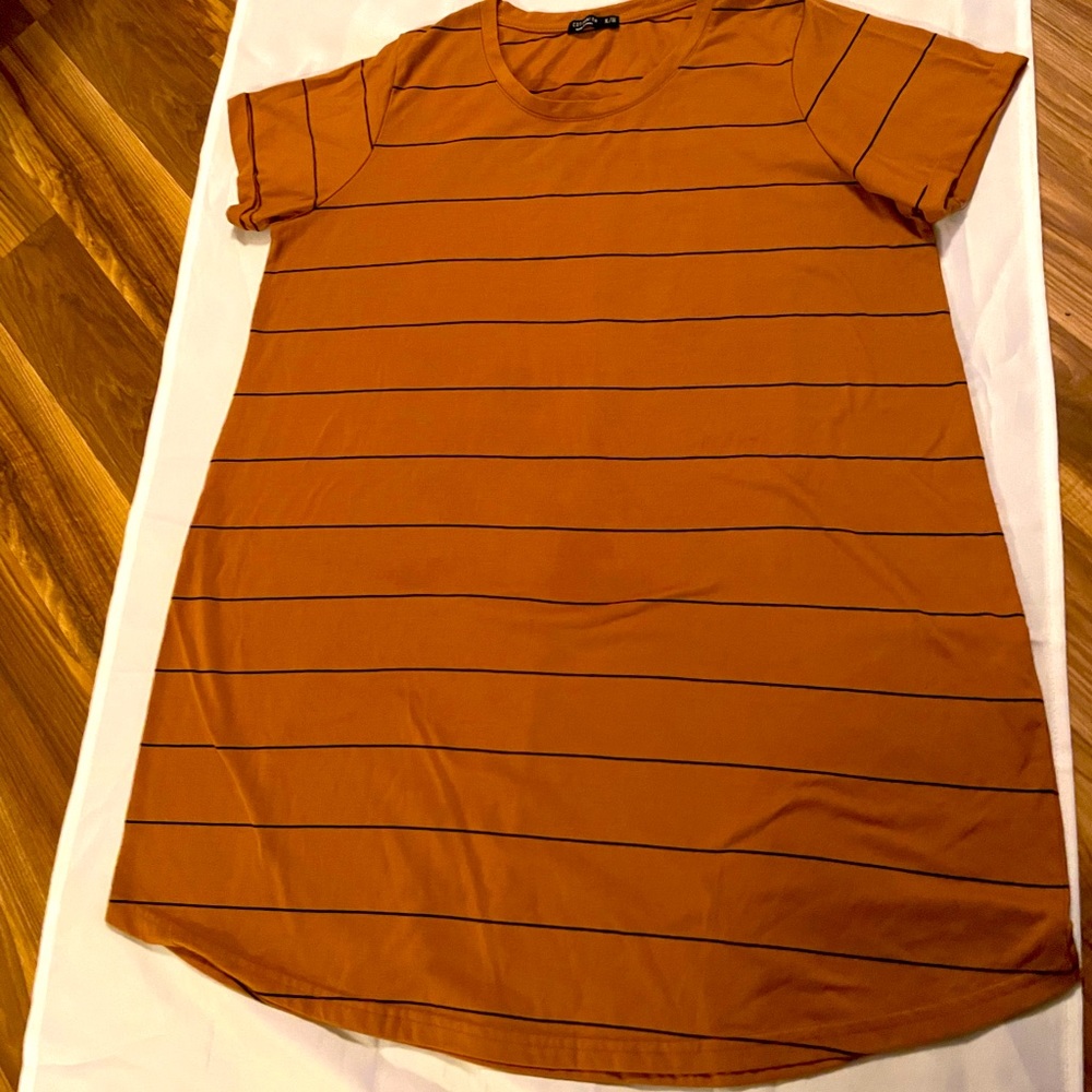 Copper & Black Striped T-Shirt Dress (size XL)